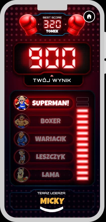 HOPX branded mobile boxing game screen